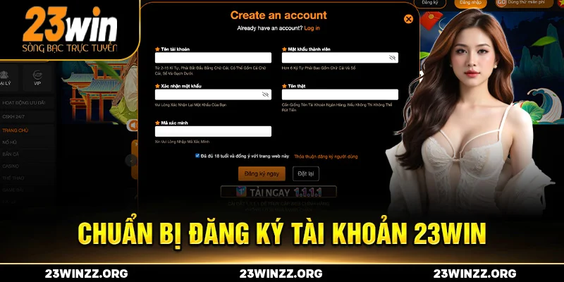 Chuẩn bị đăng ký tài khoản 23WIN